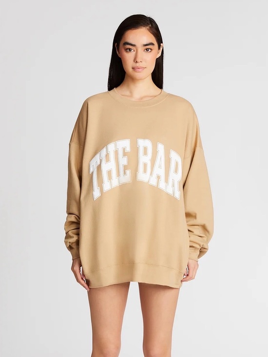 The Bar Tops - The Bar Varsity Sweatshirt Tan/White